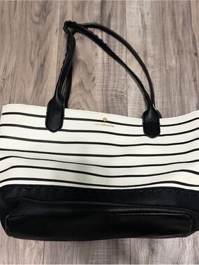 Liz Claiborne Black & White Striped Tote Bag (work, school, diaper bag, etc)